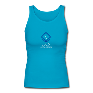 Women's Longer Length Fitted Tank - turquoise
