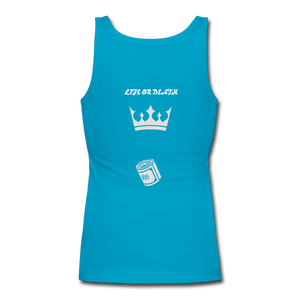 Women's Longer Length Fitted Tank - turquoise