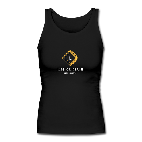 Women's Longer Length Fitted Tank - black