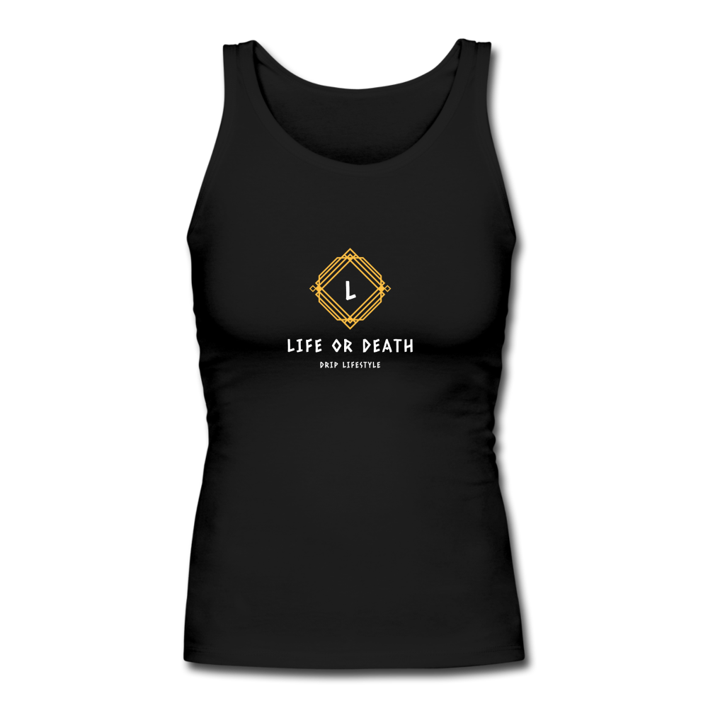 Women's Longer Length Fitted Tank - black
