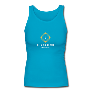Women's Longer Length Fitted Tank - turquoise
