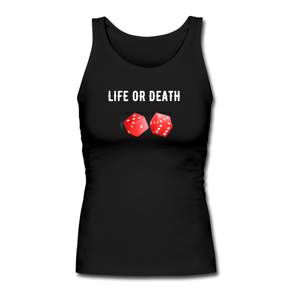 Women's Longer Length Fitted Tank - black