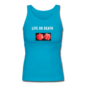 Women's Longer Length Fitted Tank - turquoise