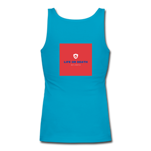 Women's Longer Length Fitted Tank - turquoise